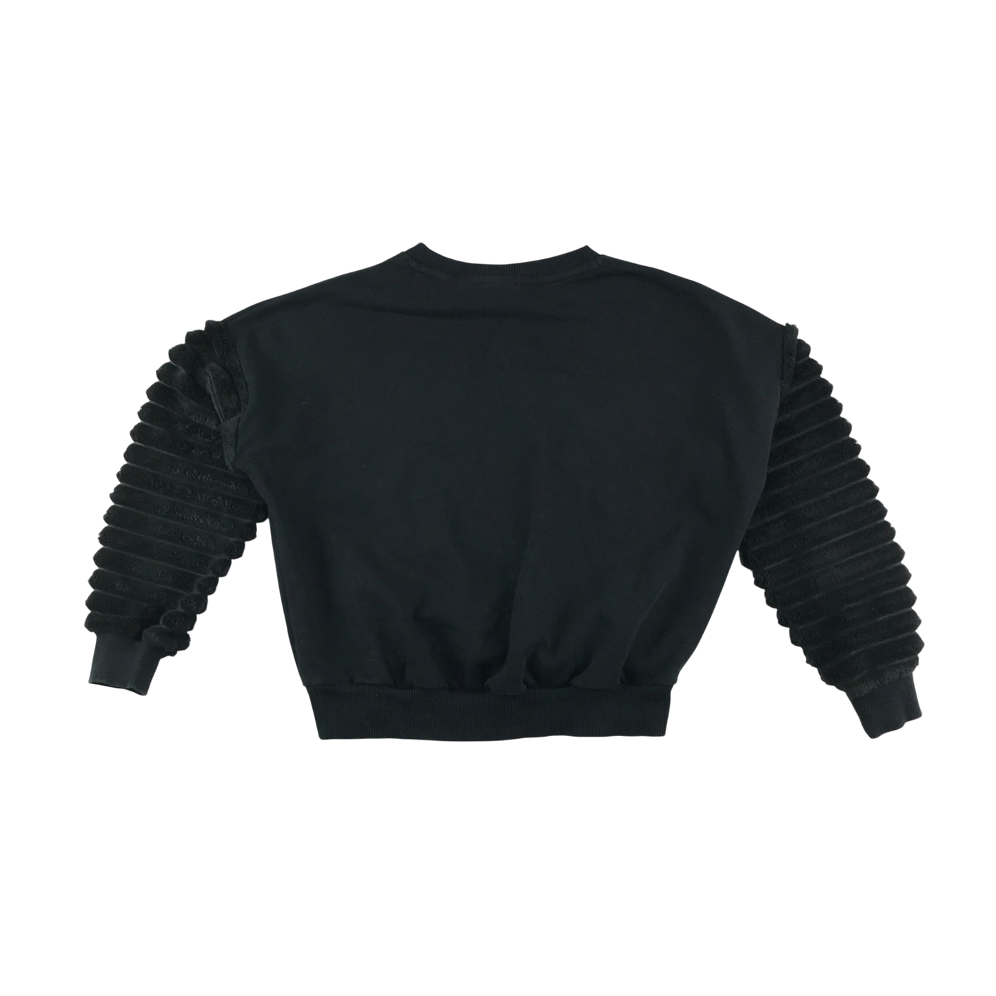 F&F Jumper 8-9 Years Black Mickey Mouse Pattern with Faux Fur Sleeves