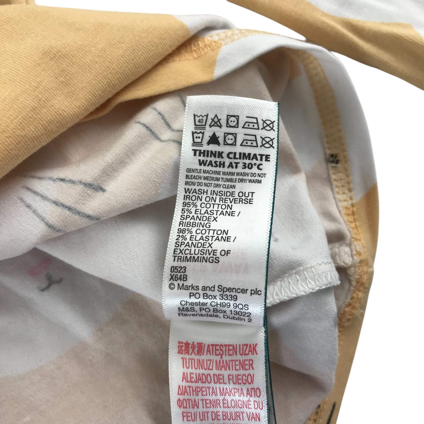 M&S t-shirt 5-6 years yellow long sleeve white bunny print