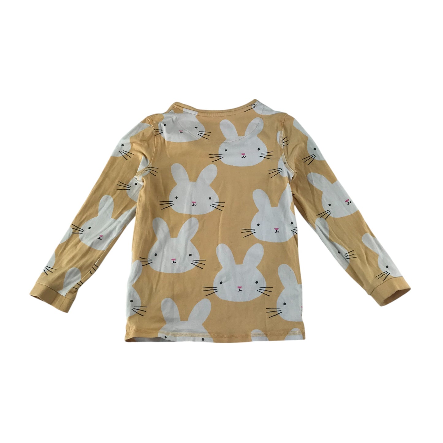 M&S t-shirt 5-6 years yellow long sleeve white bunny print