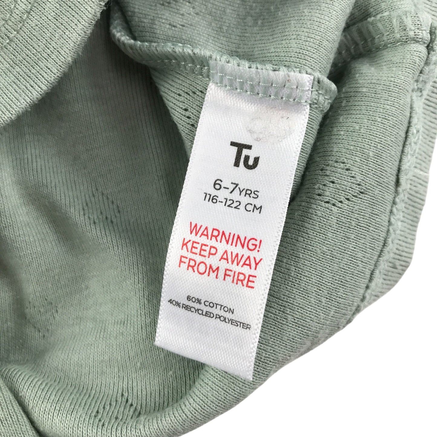 Tu t-shirt 6-7 years green love heart detailing and frilled neckline