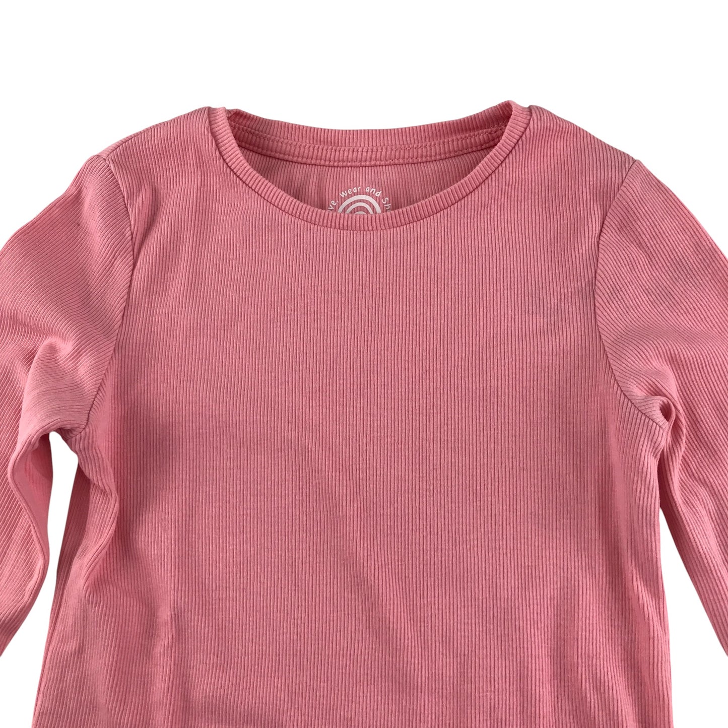 F&F t-shirt 6-7 years pink plain ribbed texture