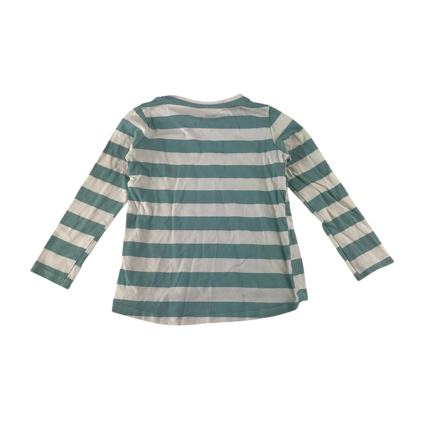 Poundland t-shirt 5-6 years blue and white stripy cotton