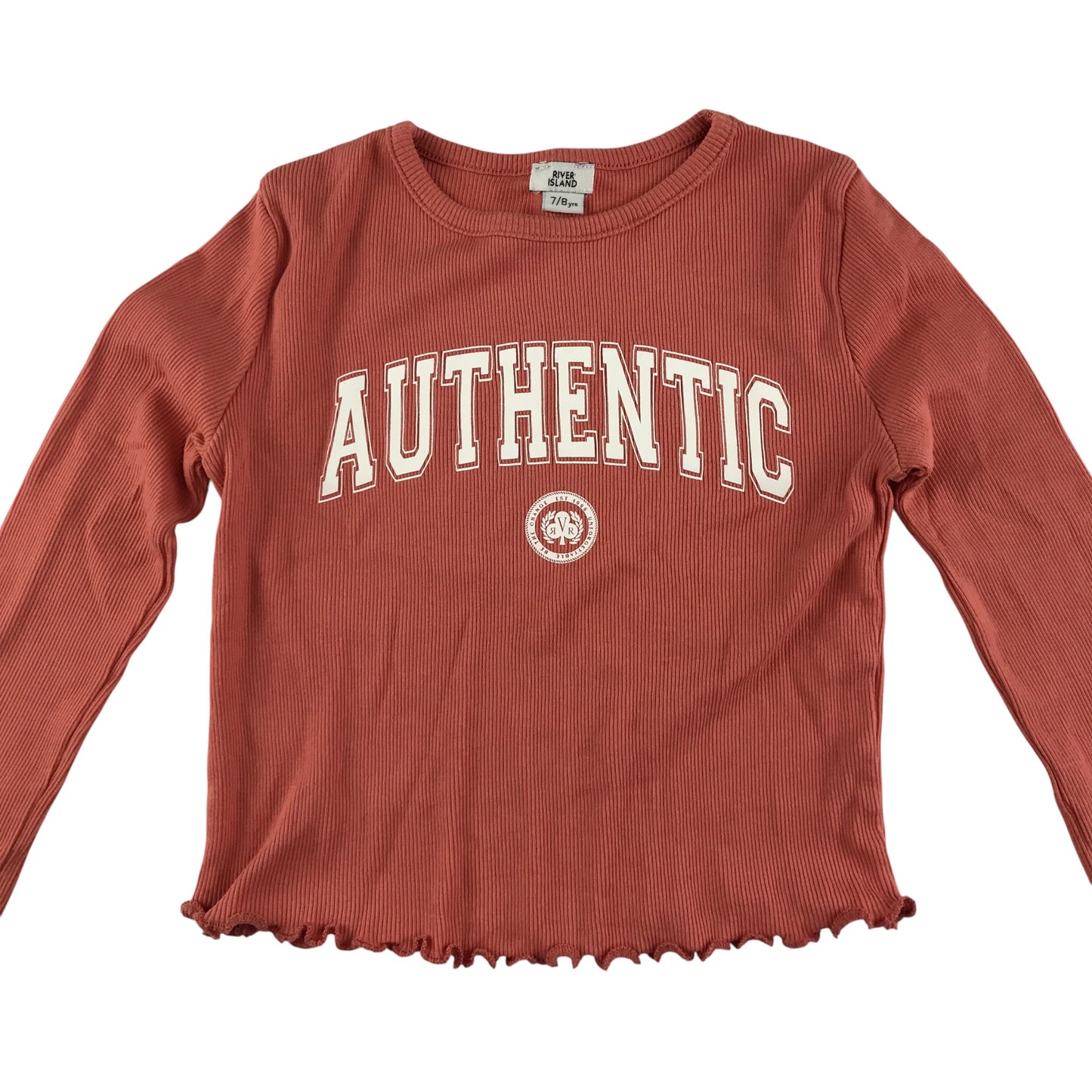 River Island t-shirt 7-8 years orange cropped graphic text