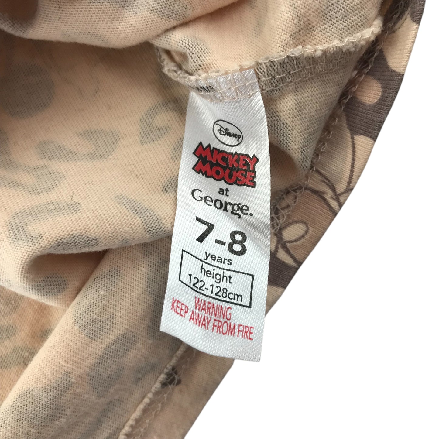 George t-shirt 6-7 years beige animal print Mikey Mouse graphic with sequin letter M