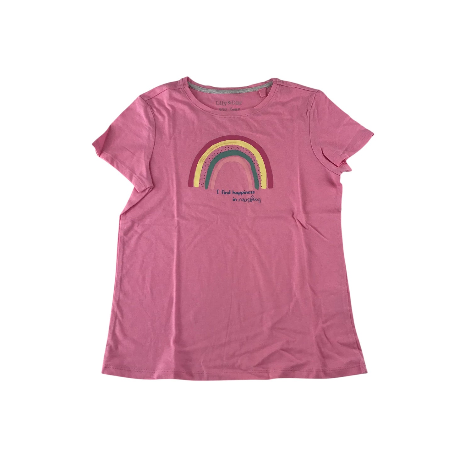 Lily&Dan t-shirt 9-10 years pink with rainbow design print