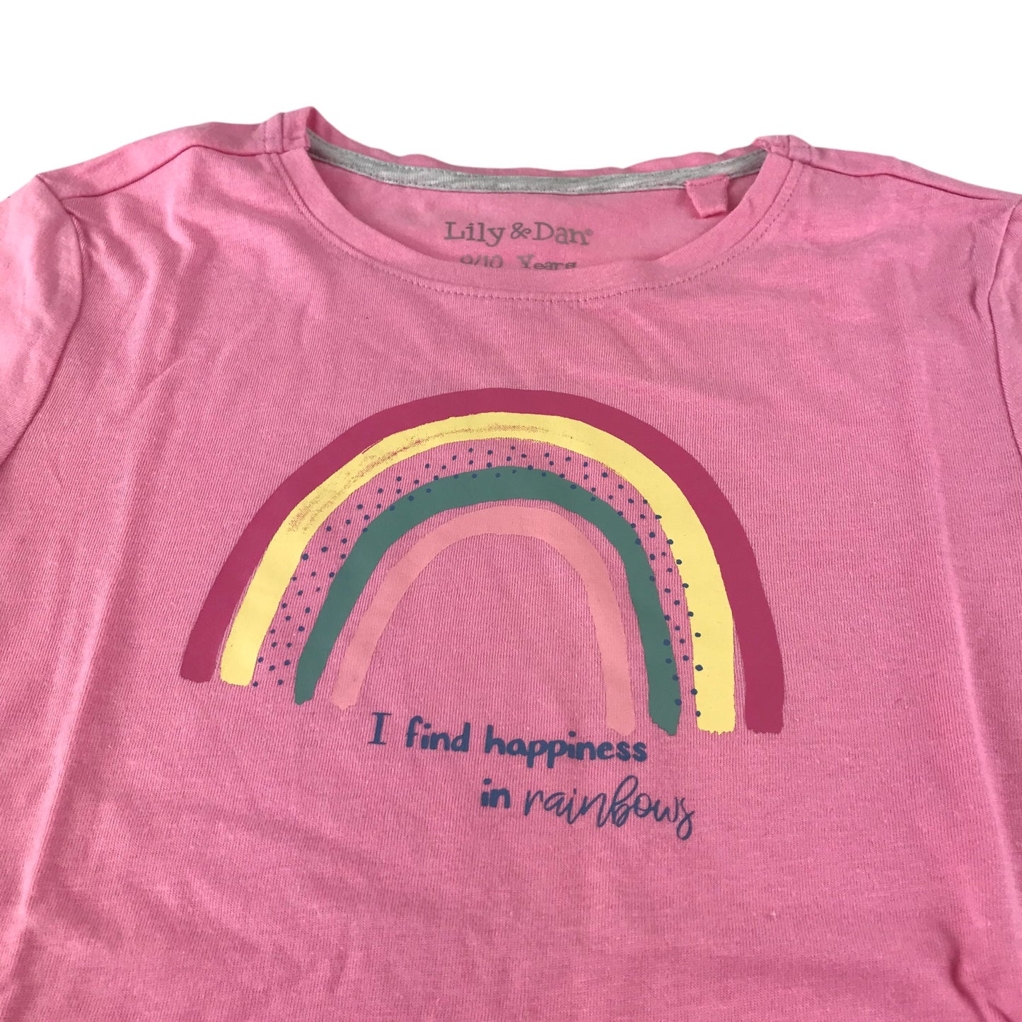 Lily&Dan t-shirt 9-10 years pink with rainbow design print