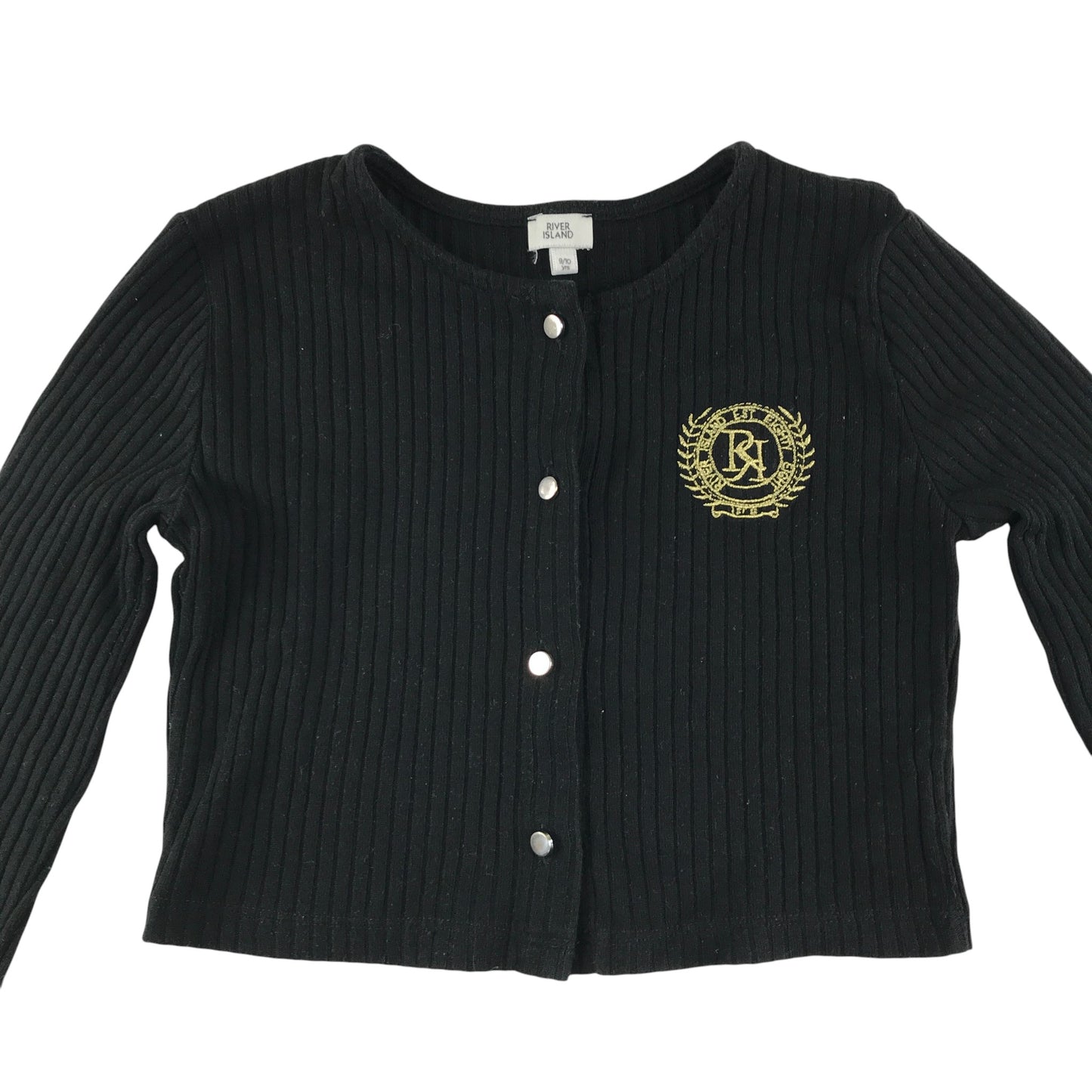 River Island cardigan 9-10 years black cropped ribbed texture