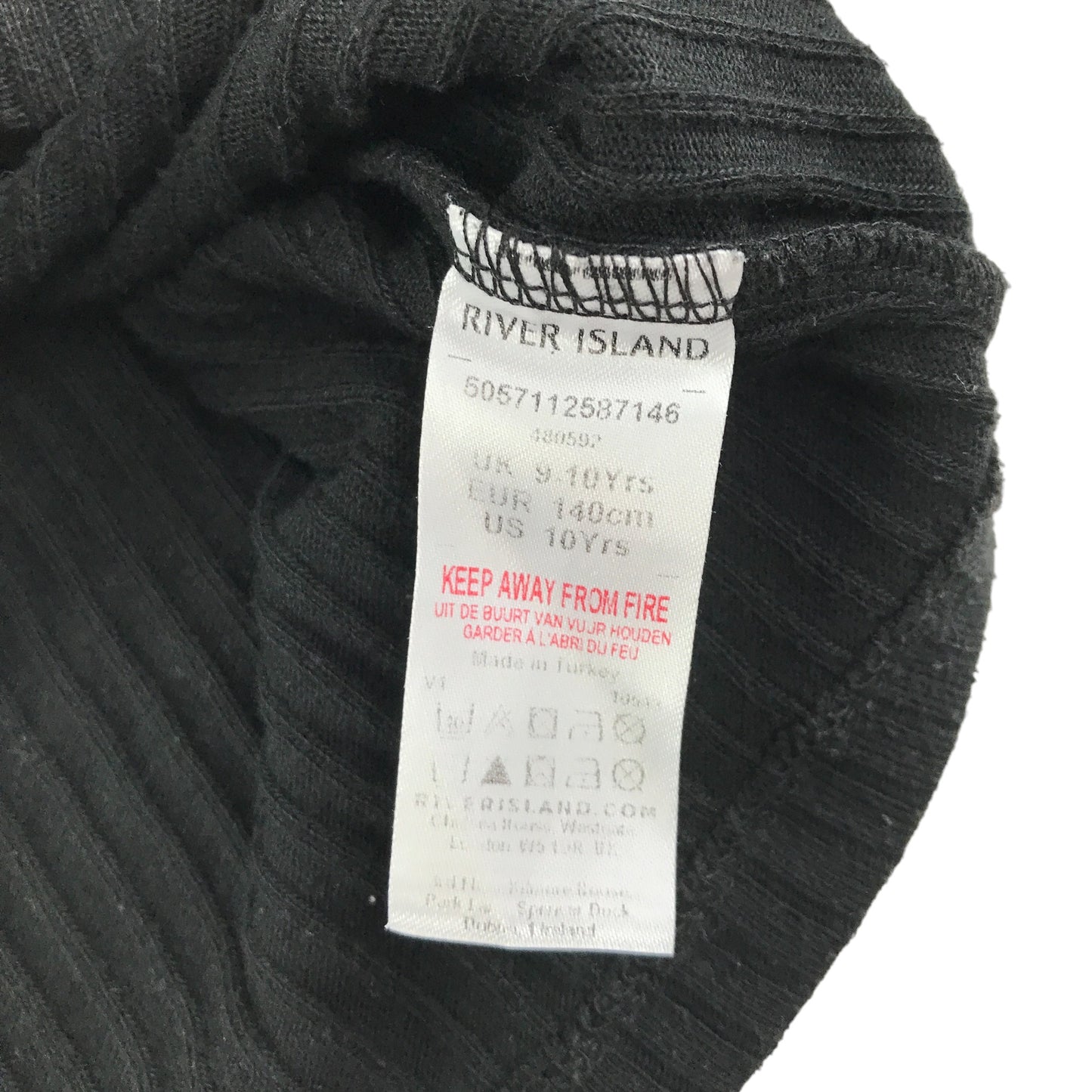 River Island cardigan 9-10 years black cropped ribbed texture