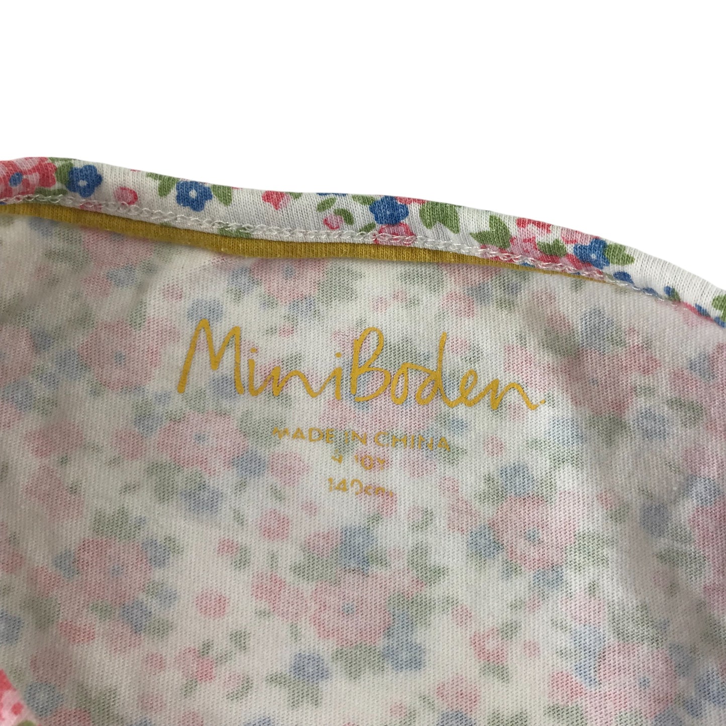 Mini Boden t-shirt 9-10 years white floral print with sequin house reversible