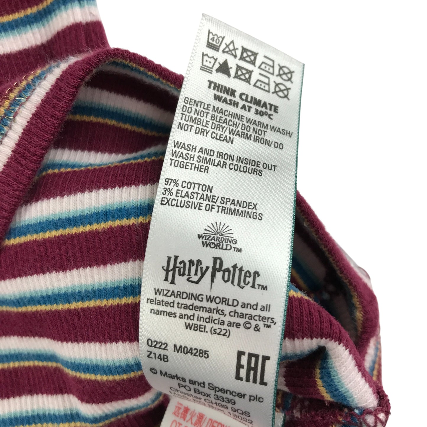 M&S Jumper 11-12 years burgundy blue with blue and white stripy