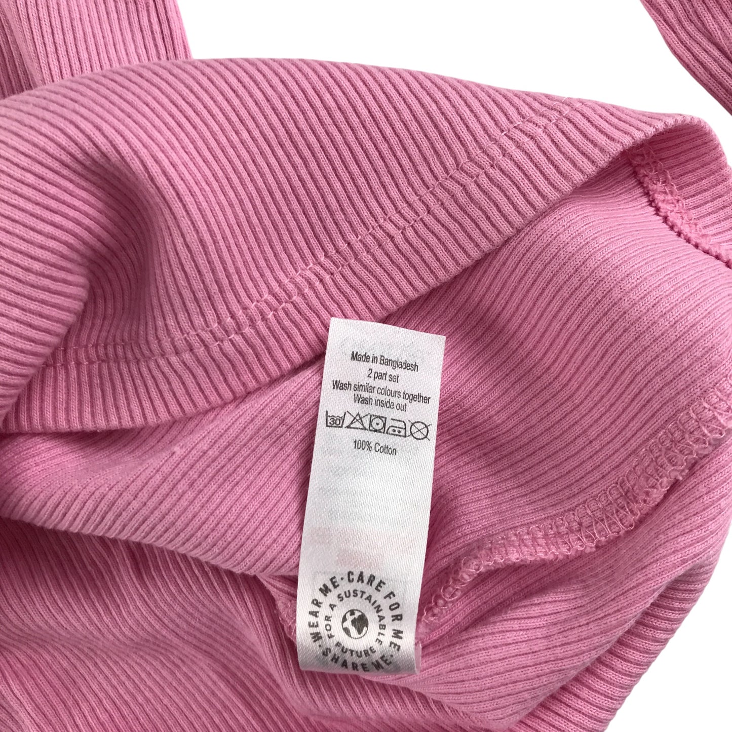 George t-shirt 11-12 years pink plain ribbed texture cotton