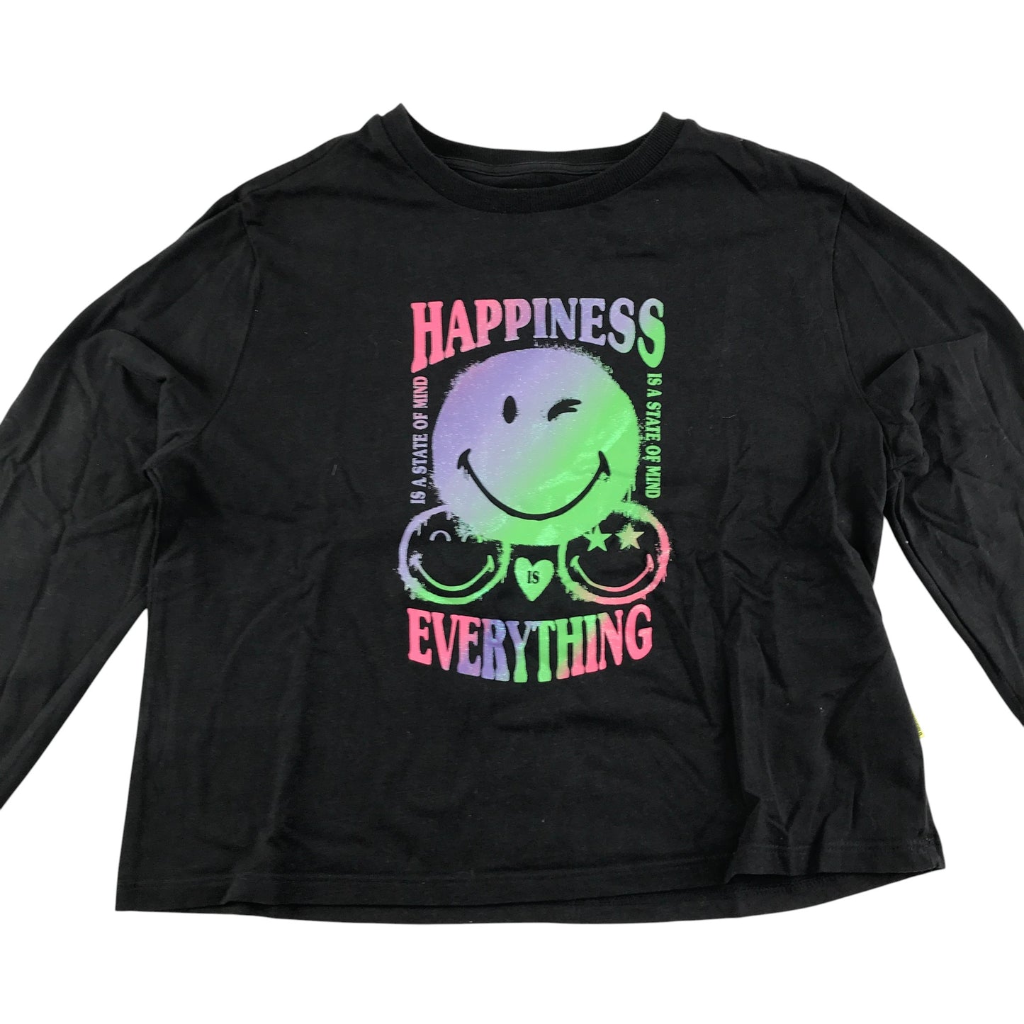 M&S t-shirt 11-12 years black smiley graphic tee