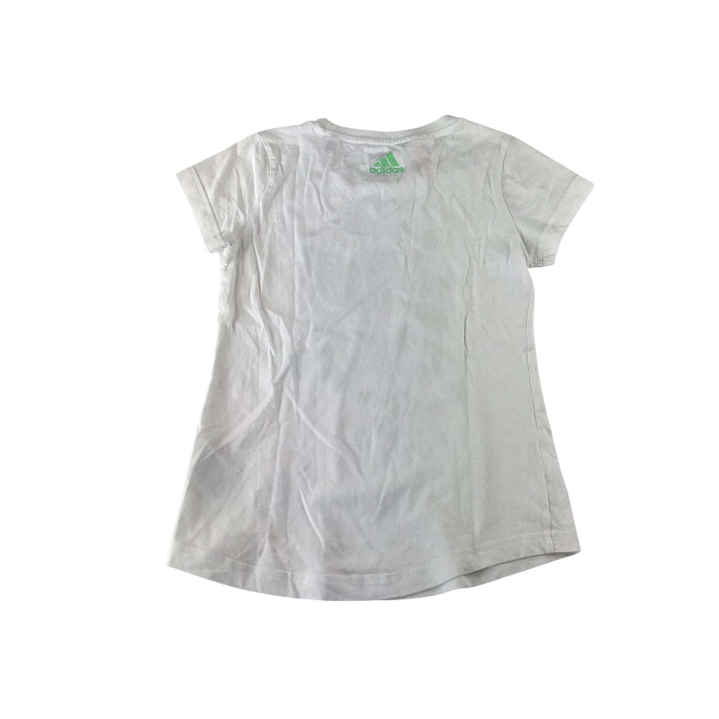 Adidas t-shirt 11-12 years white with large green logo design