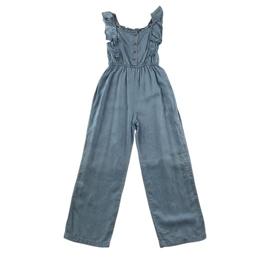 F&F jumpsuit 9-10 years blue sleeveless ruffled elastic top