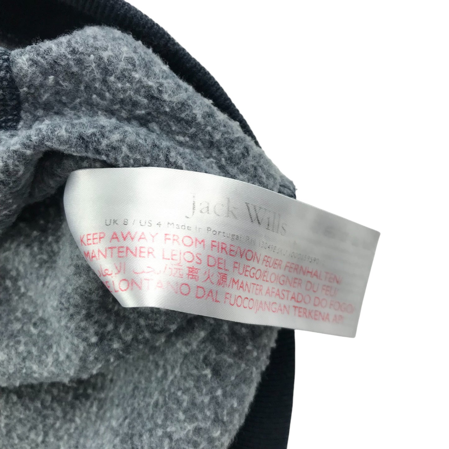 Jack Wills hoodie women's size UK 8 black plain with pink detailing