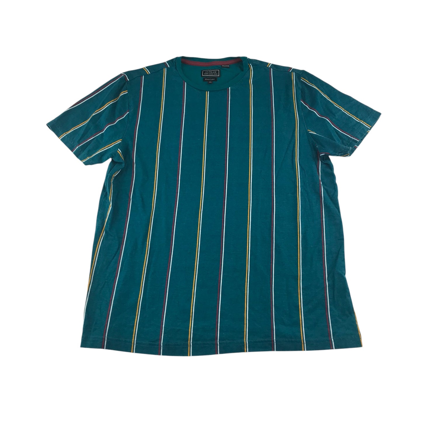 Outrage London t-shirt men's M green stripy design cotton