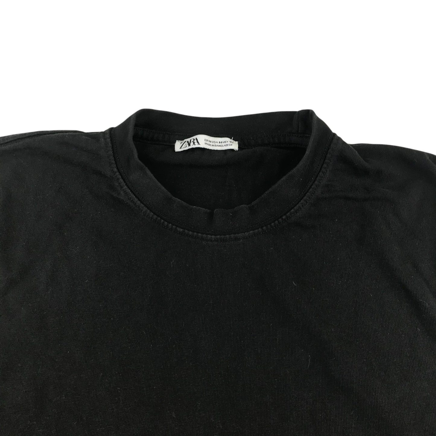 Zara t-shirt men's M black plain crewneck cotton