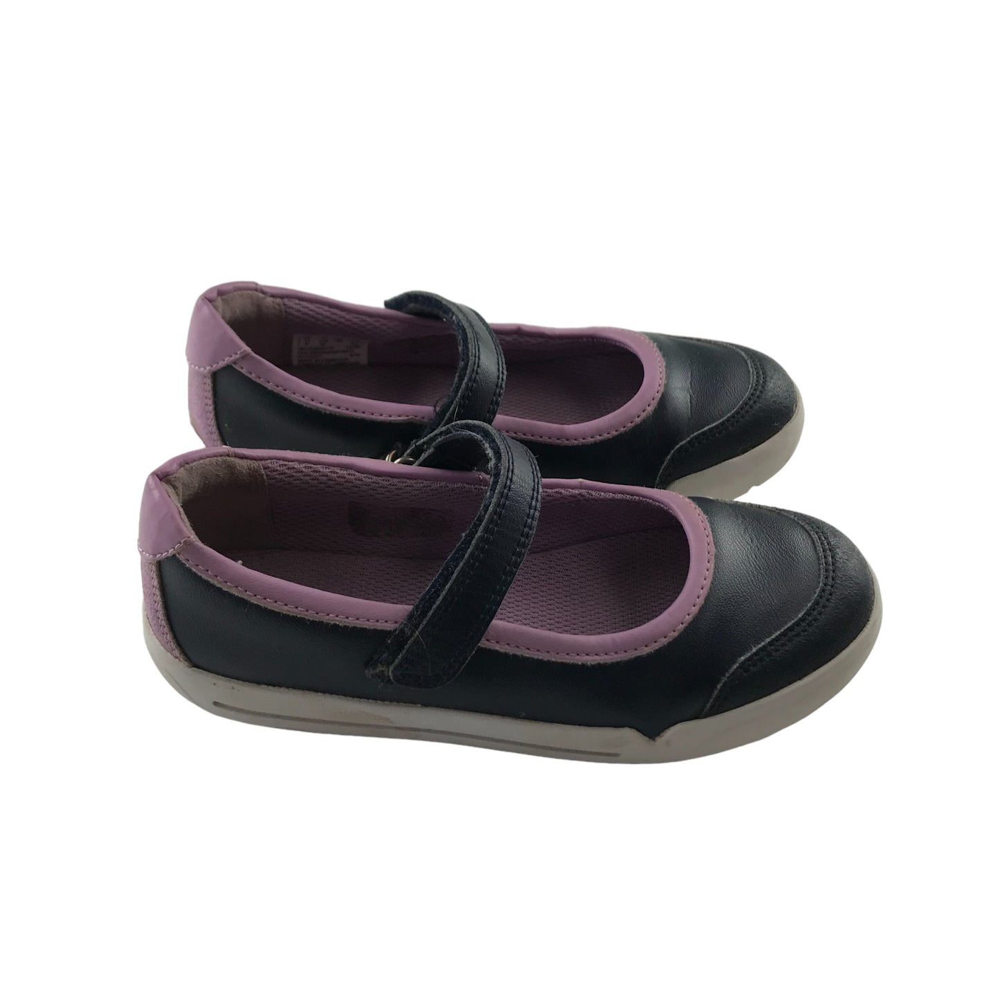 Clarks Pumps Shoe Size 11 Junior Navy with White Sole and Violet Insole