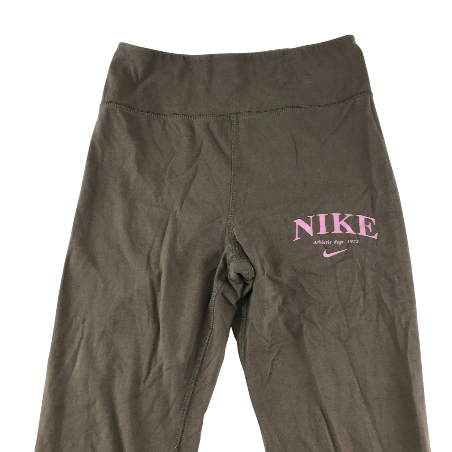 Nike leggings 13-14 years brown plain with pink text logo and swoosh