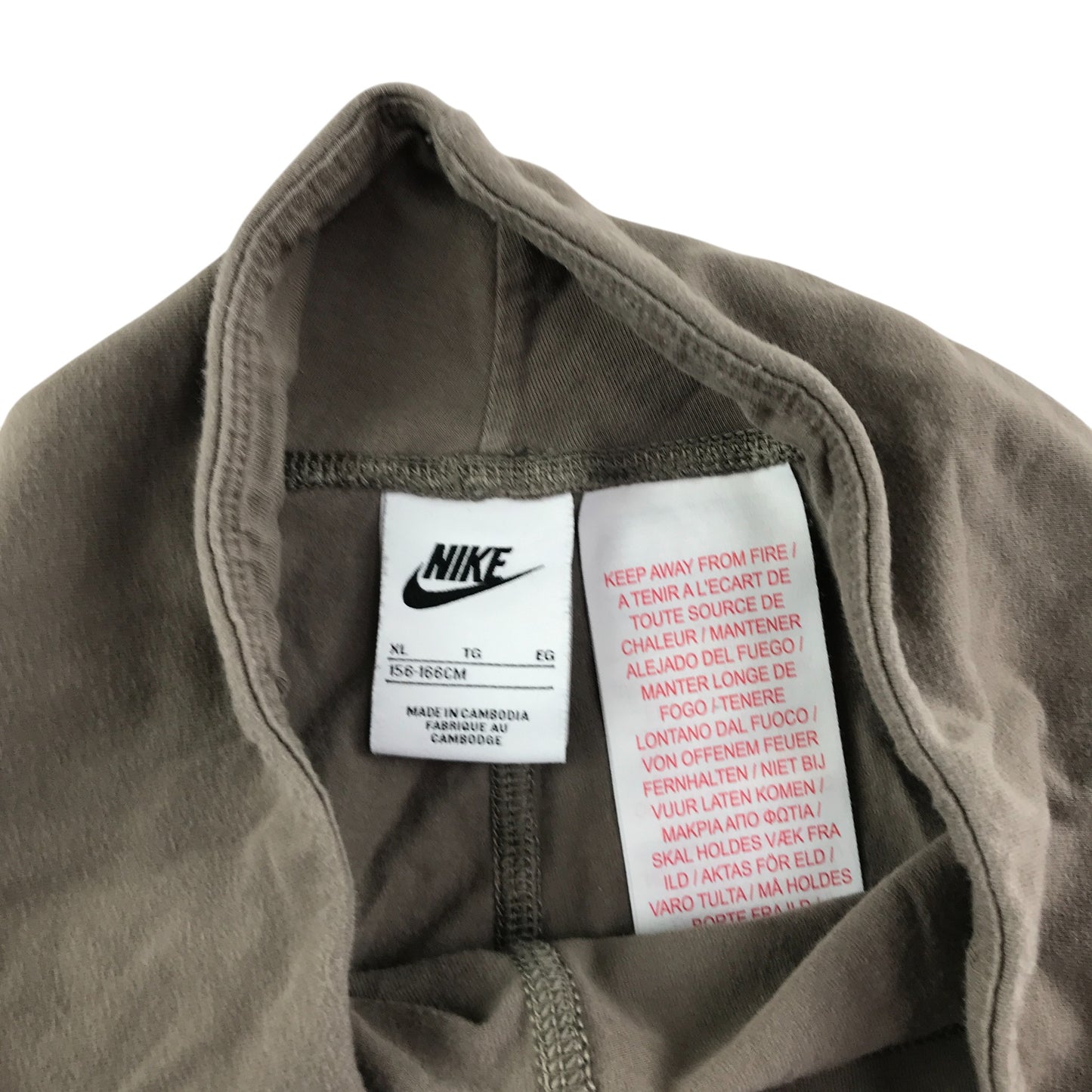 Nike leggings 13-14 years brown plain with pink text logo and swoosh