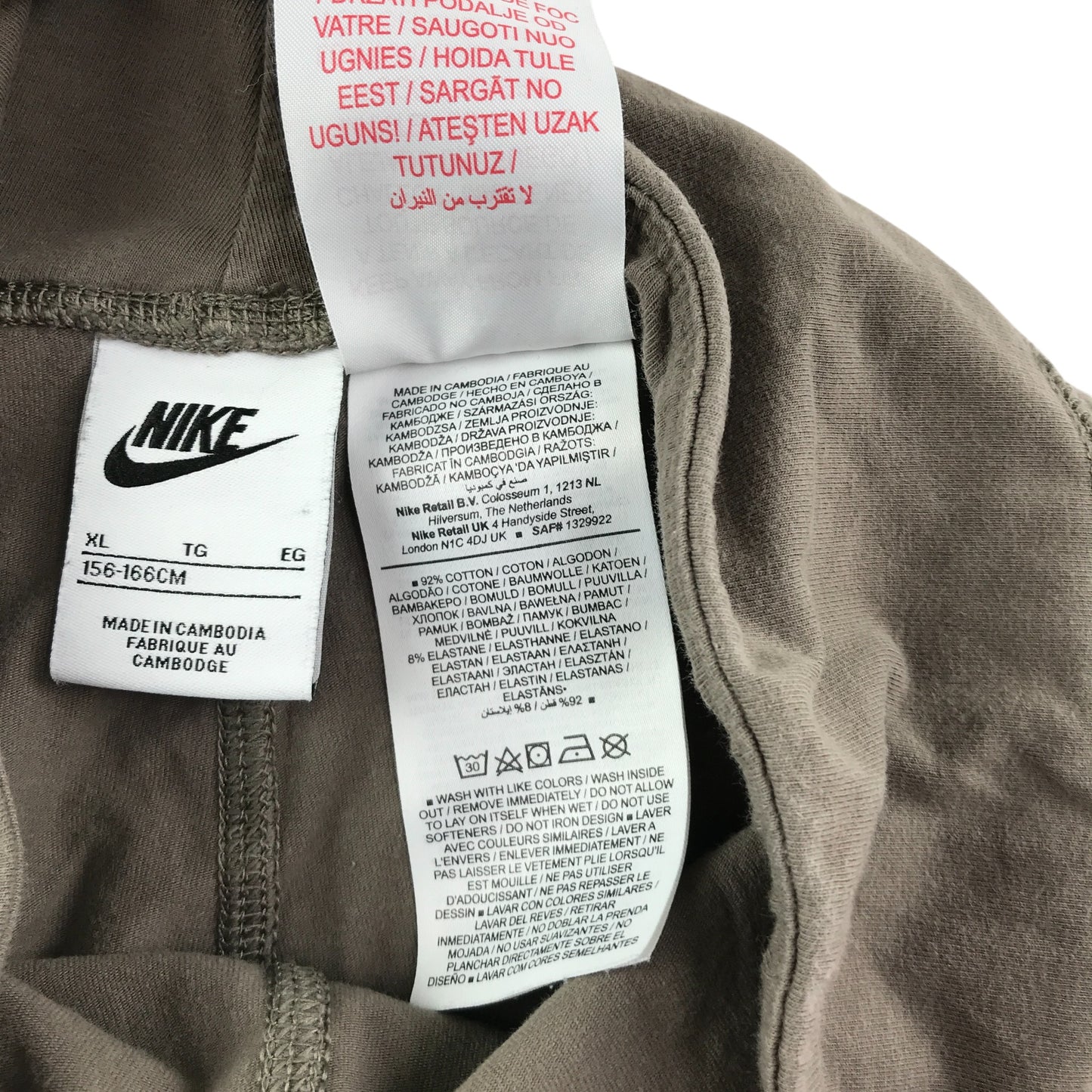Nike leggings 13-14 years brown plain with pink text logo and swoosh