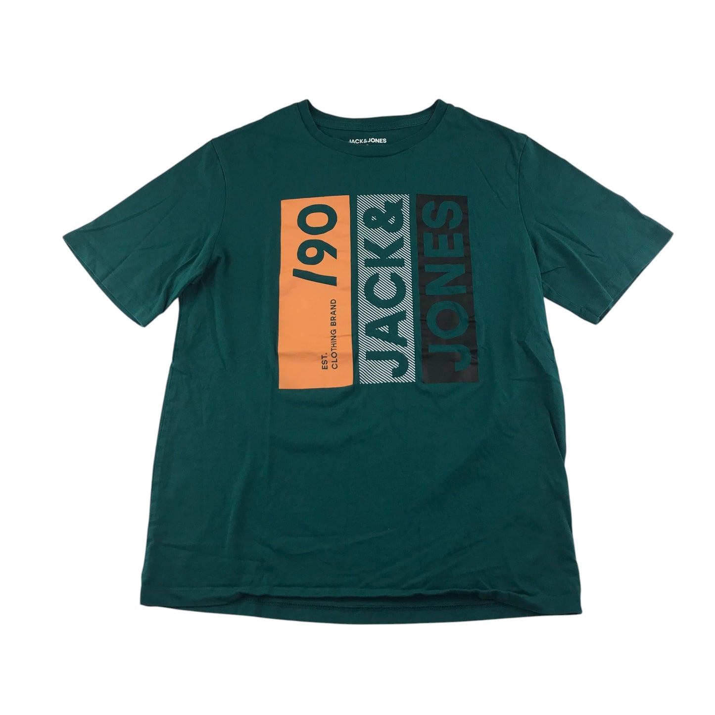 Jack & Jones t-shirt men's S green text logo design