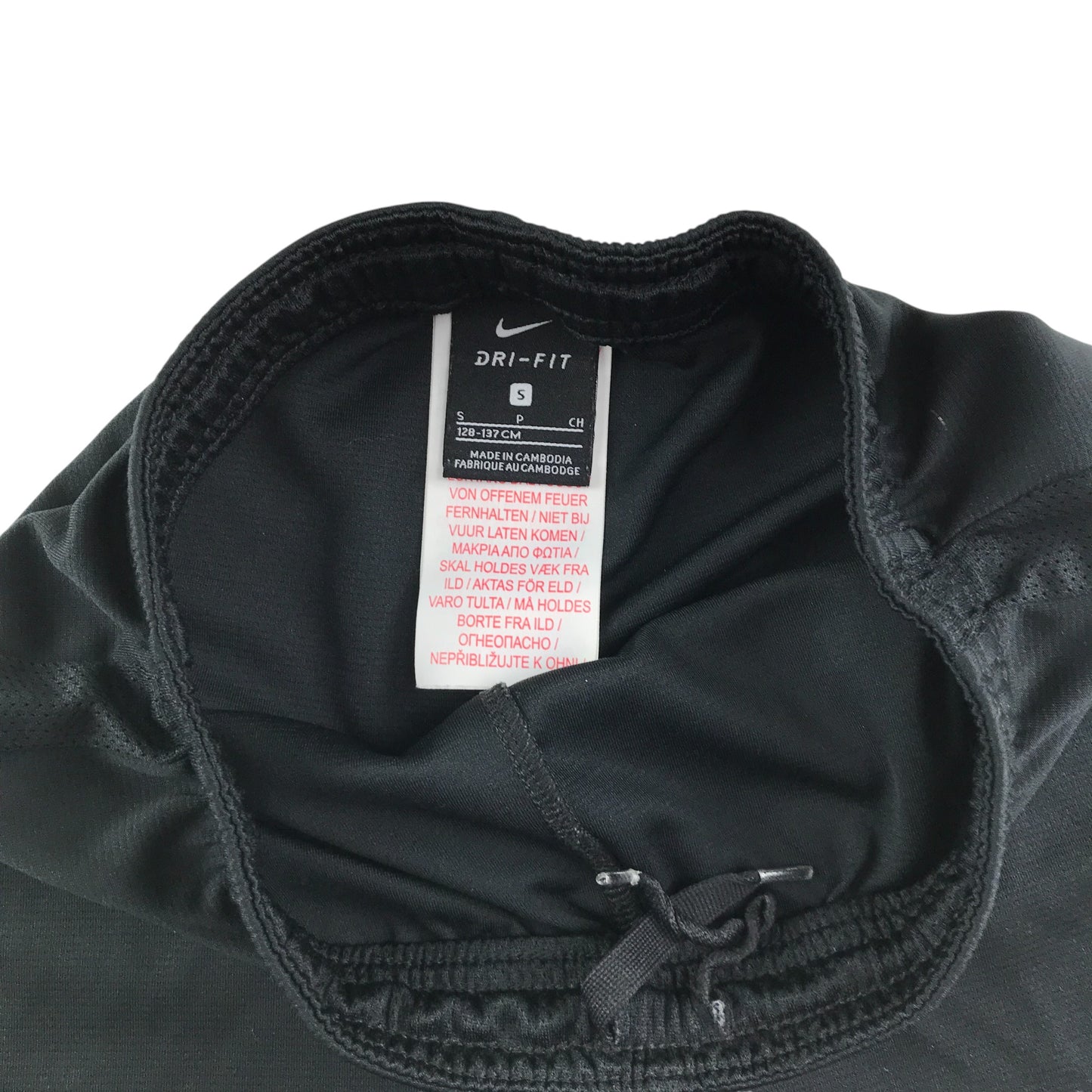 Nike sports short 8-9 years black with white swoosh logo
