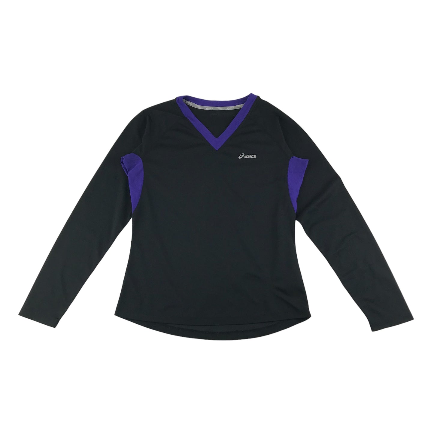 Asics Running Top Size Women's M Black and Purple Long Sleeve V-neck