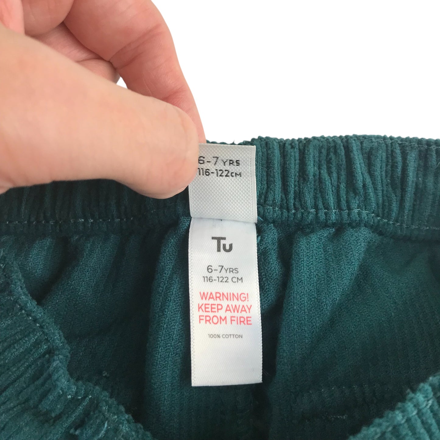 Tu trouser 6-7 years green plain corduroy