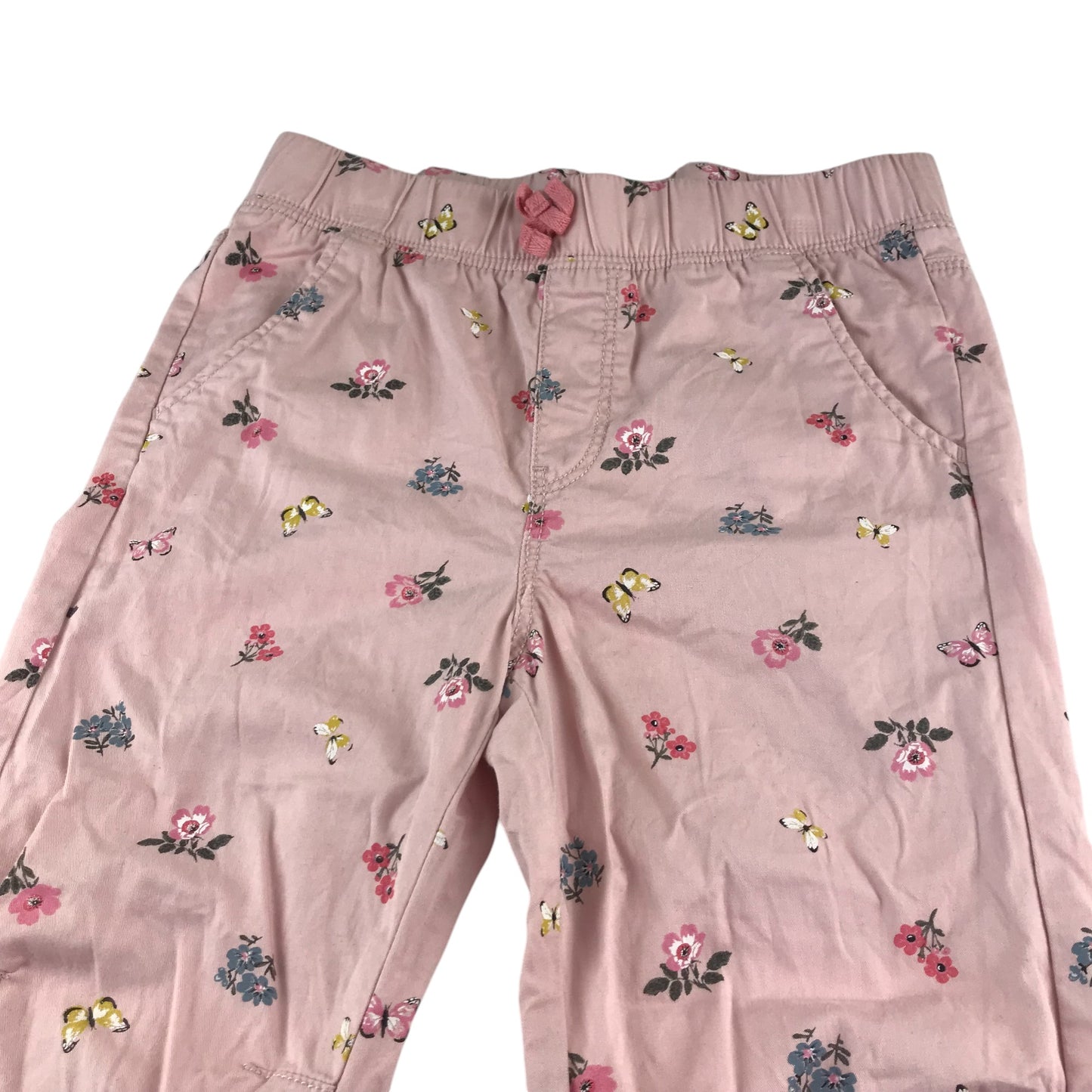 H&M trouser 7-8 years pink butterfly and floral print cotton