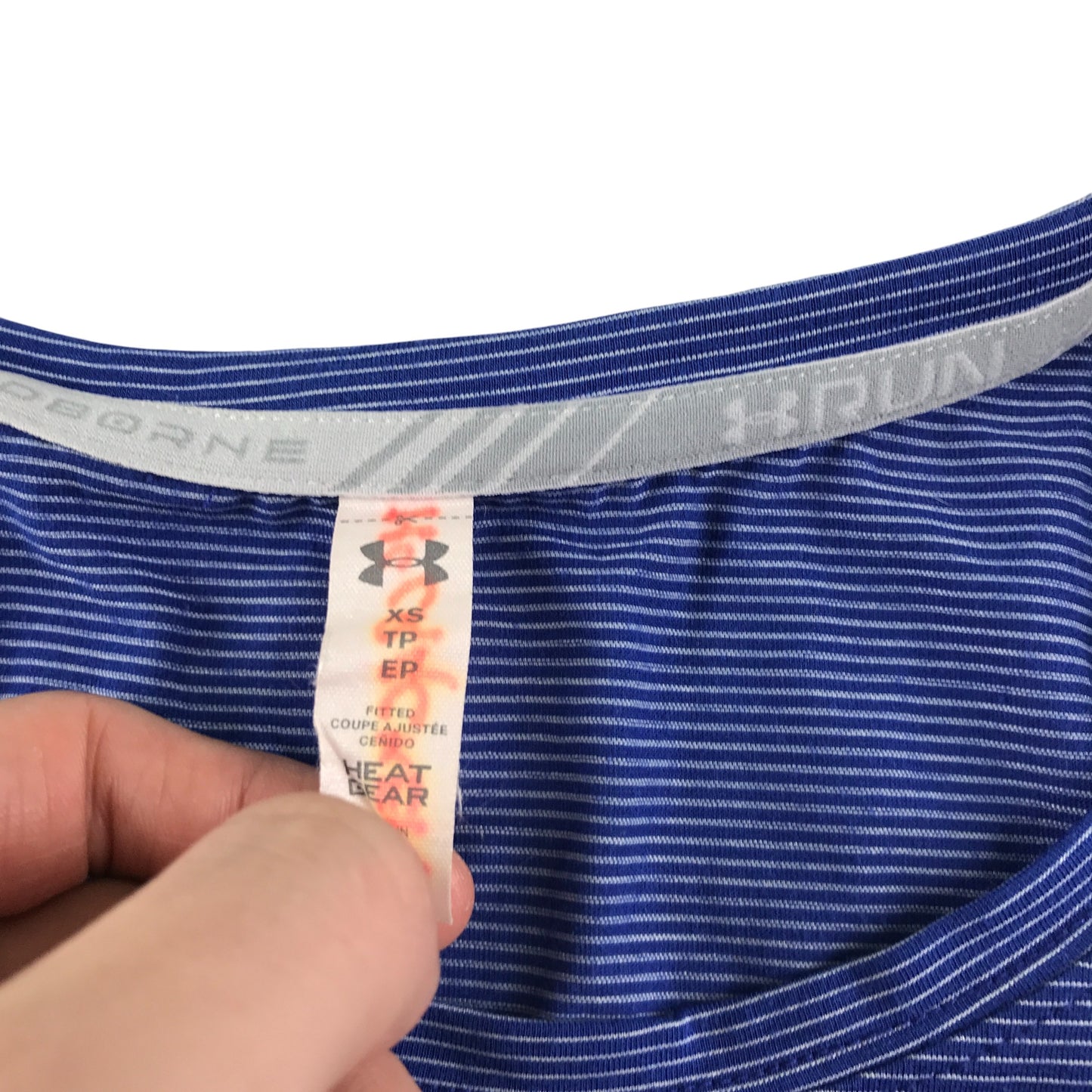 Under Armour sport top women's XS blue stripy with logos