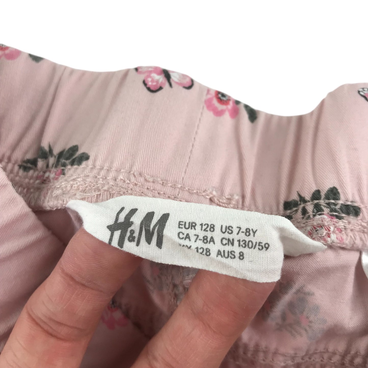 H&M trouser 7-8 years pink butterfly and floral print cotton