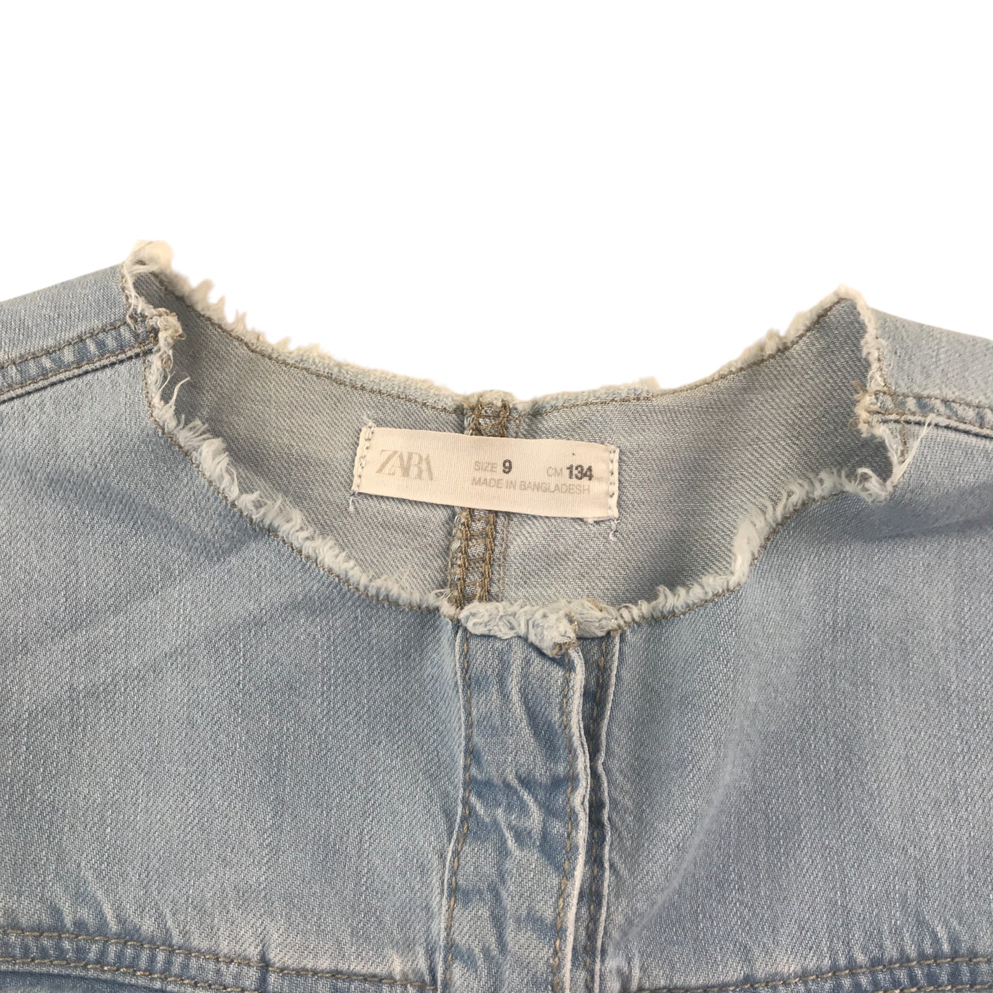 Zara dress 8-9 years blue denim plain ripped neckline cotton