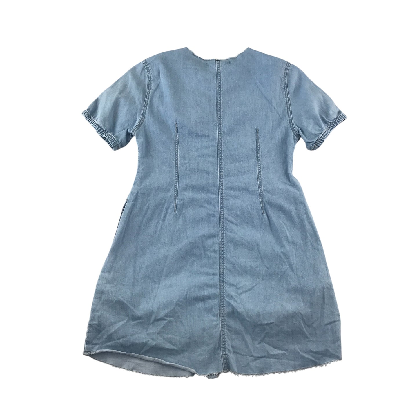 Zara dress 8-9 years blue denim plain ripped neckline cotton