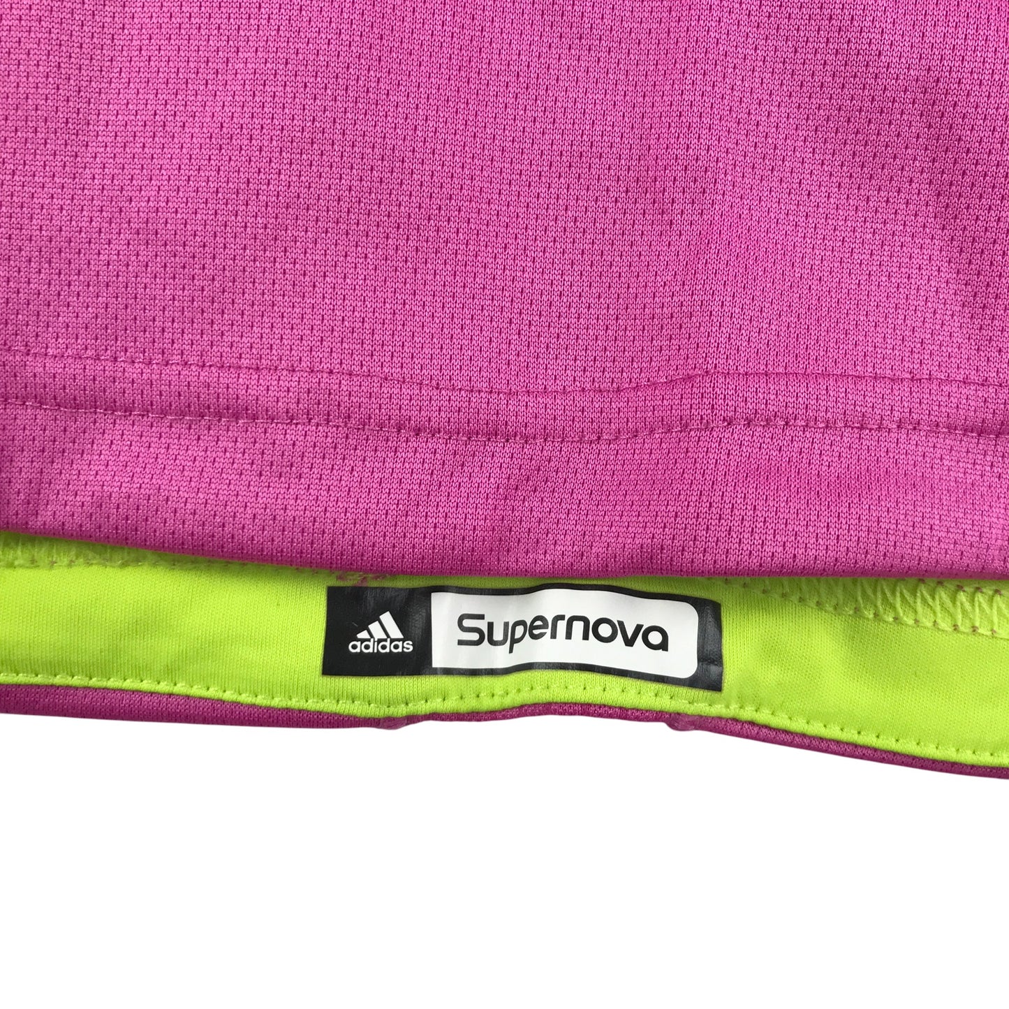 Adidas sport top women's XS pink with neon green logo and detailing Supernova