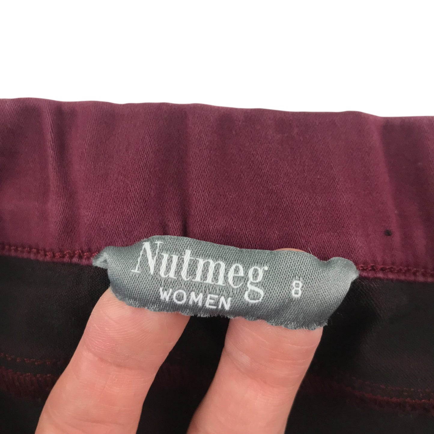 Nutmeg trouser women's W8 burgundy plain