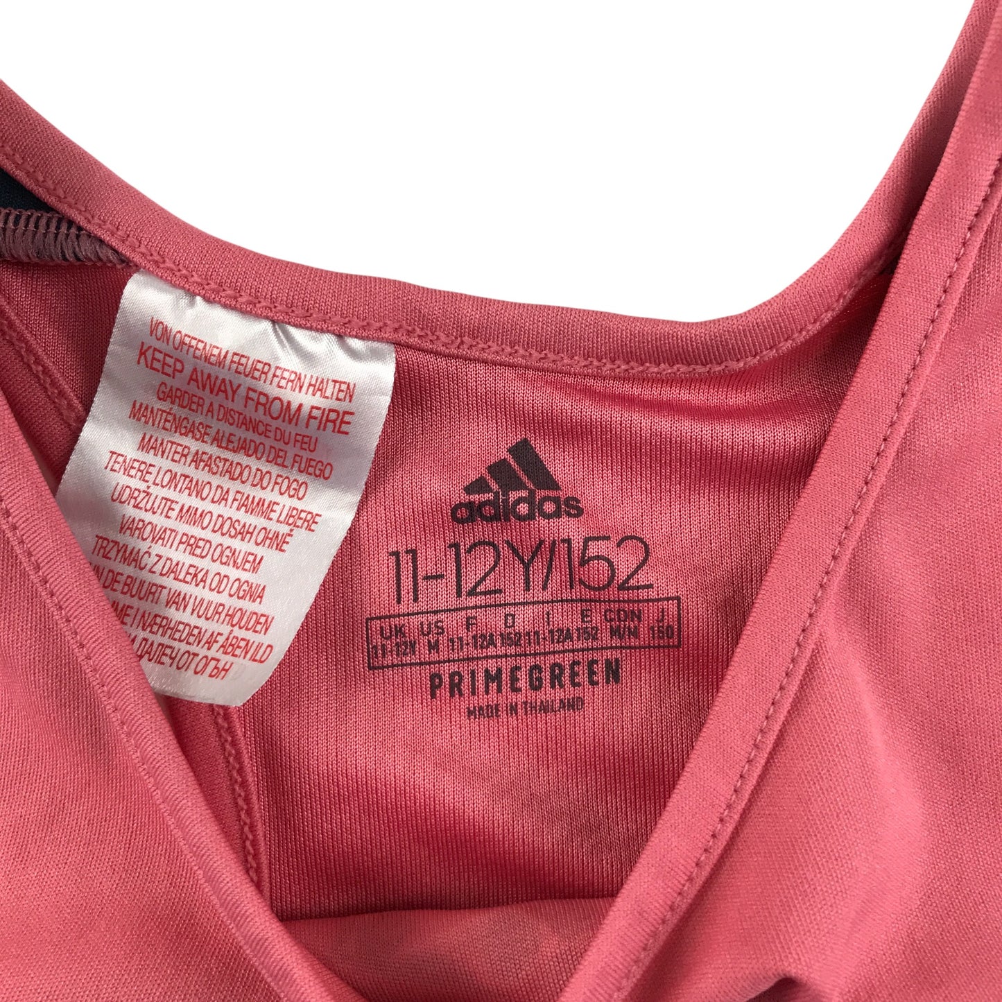 Adidas sport top 11-12 years pink large animal print logo tank top