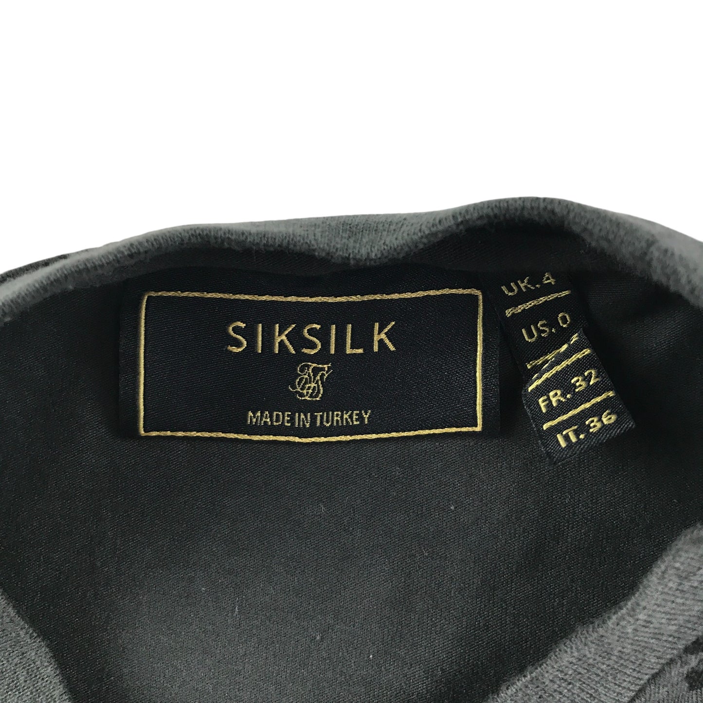 Sik Silk T-shirt women's size 4 grey and black animal print with logo