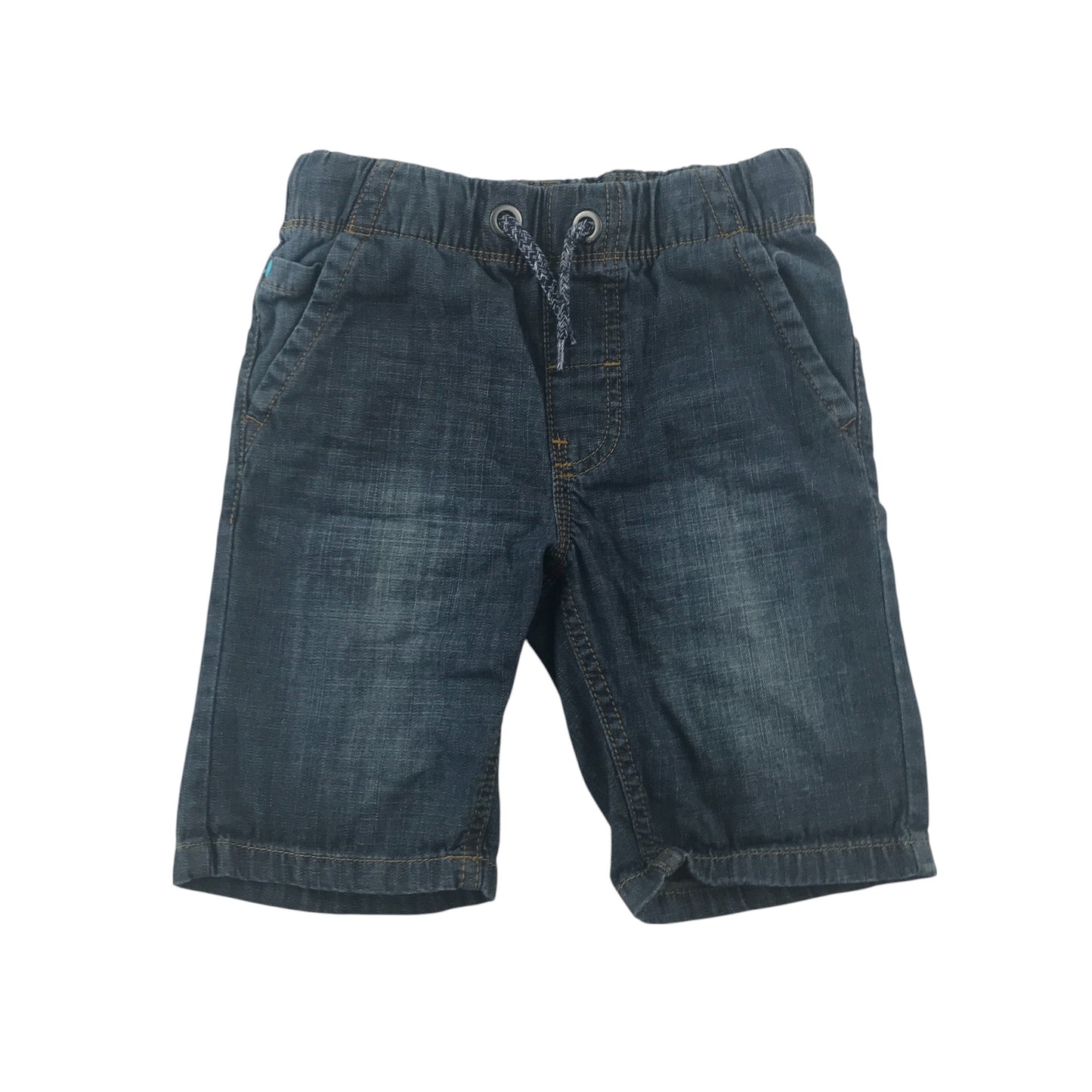Next shorts 5-6 years blue denim pull on with draw strings cotton