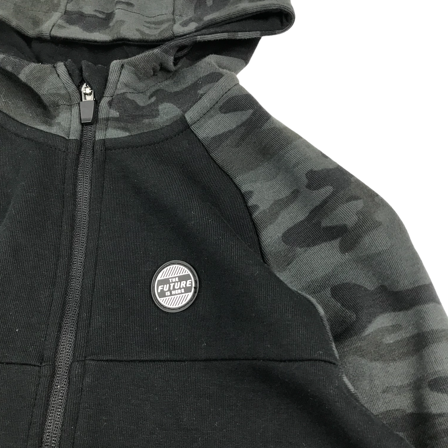 George Hoodie Age 9 Black Panelled Camo