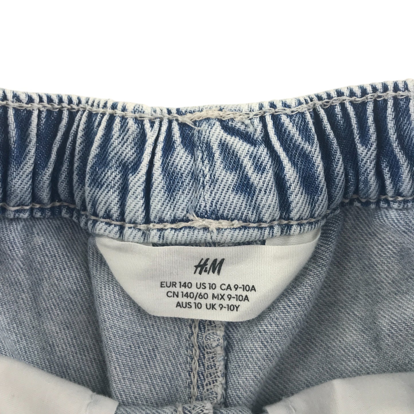 H&M shorts 9-10 years blue denim pull on with elasticated waist cotton