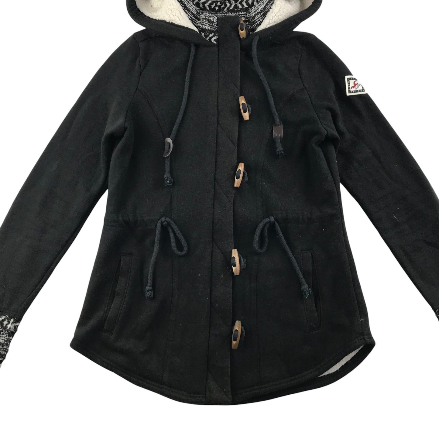 Hollister Coat Jacket Women's M Black Fluffy Interior