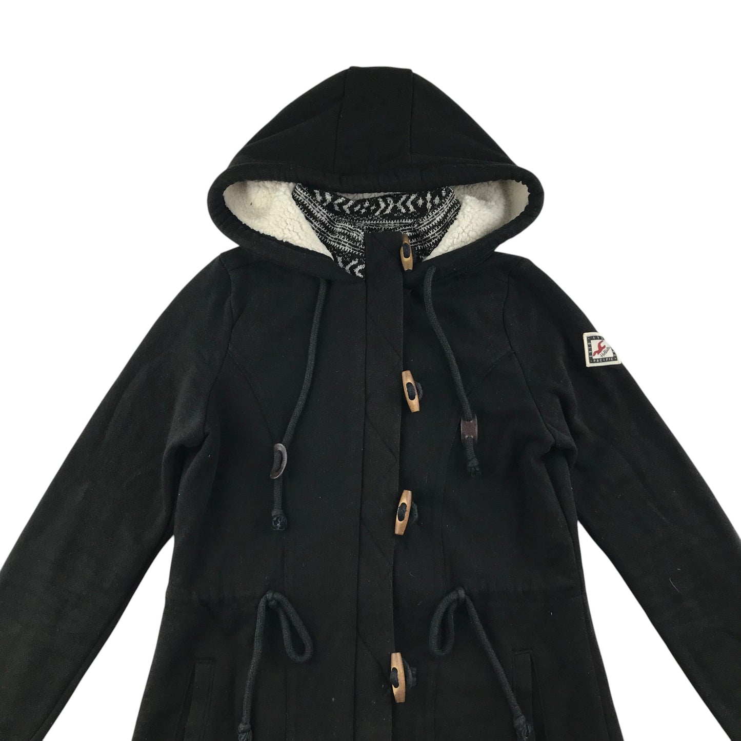 Hollister Coat Jacket Women's M Black Fluffy Interior