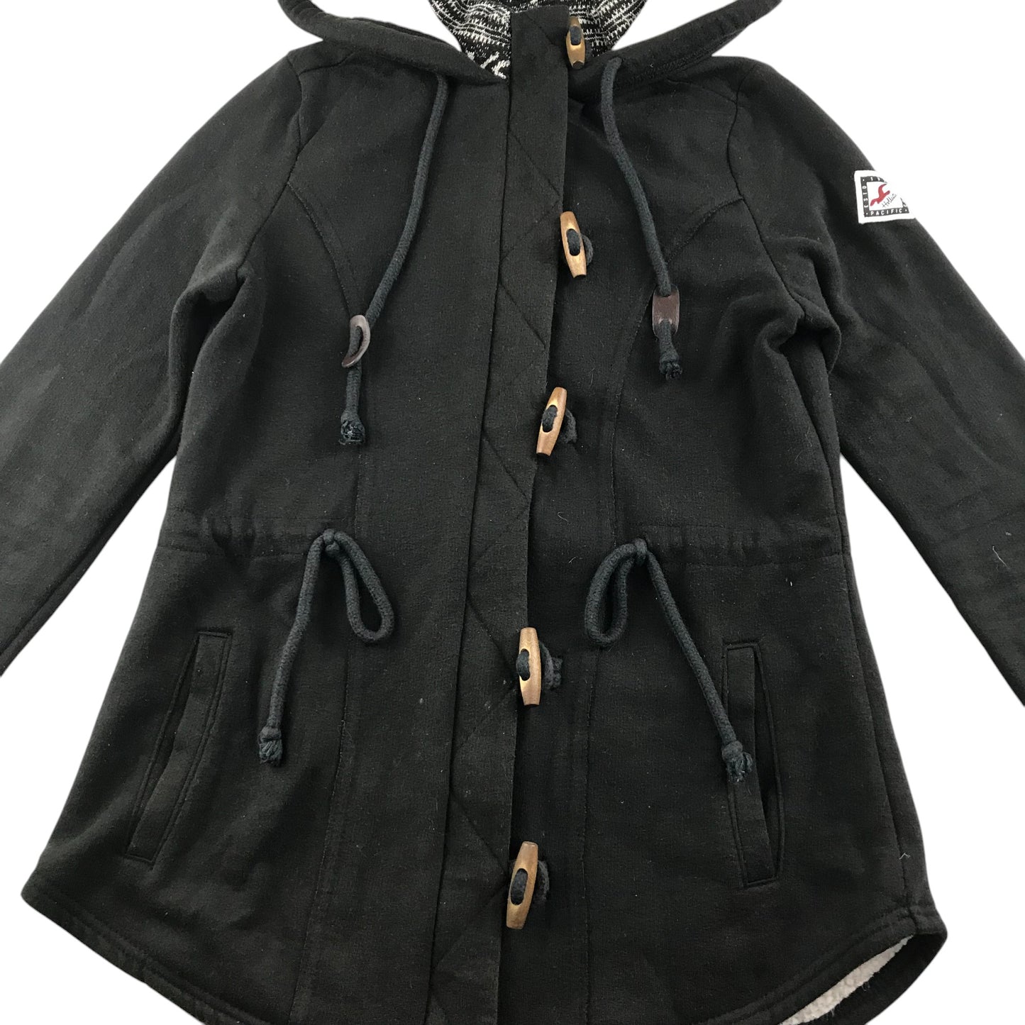 Hollister Coat Jacket Women's M Black Fluffy Interior