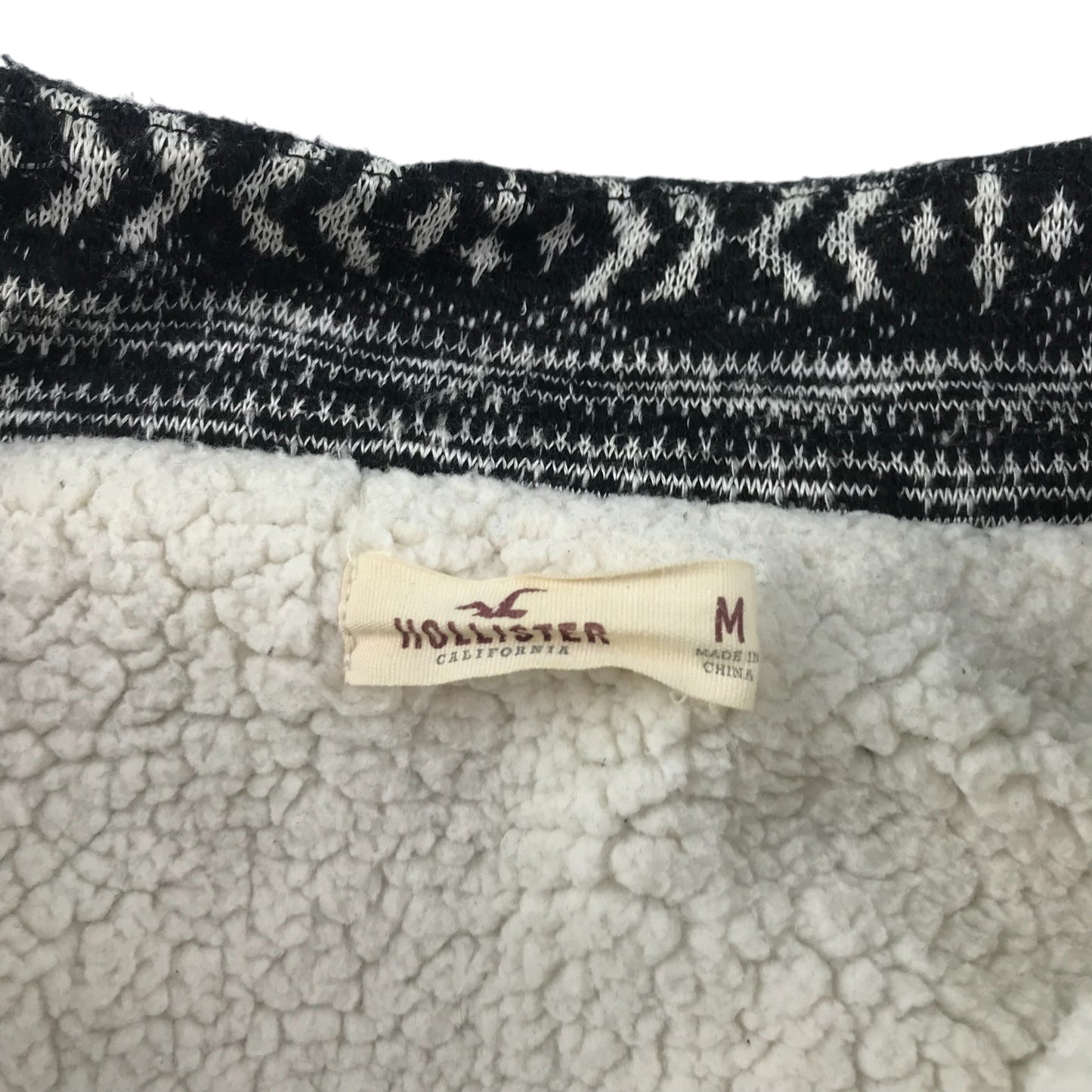 Hollister Coat Jacket Women's M Black Fluffy Interior
