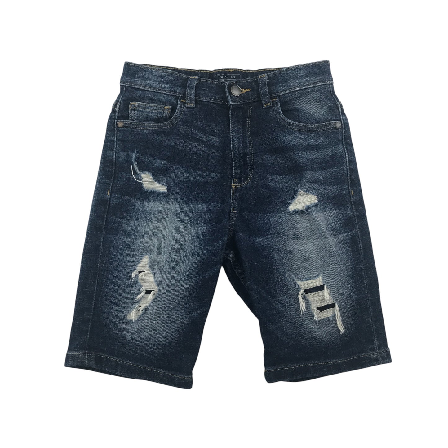 Next shorts 8-9 years blue ripped denim pull on with adjustable waist