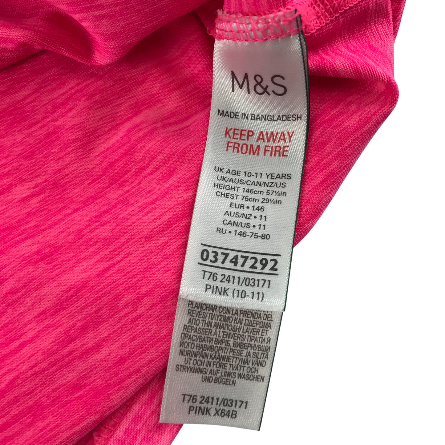 M&S Performance Fleece 10-11 Years Pink Quarter Zip