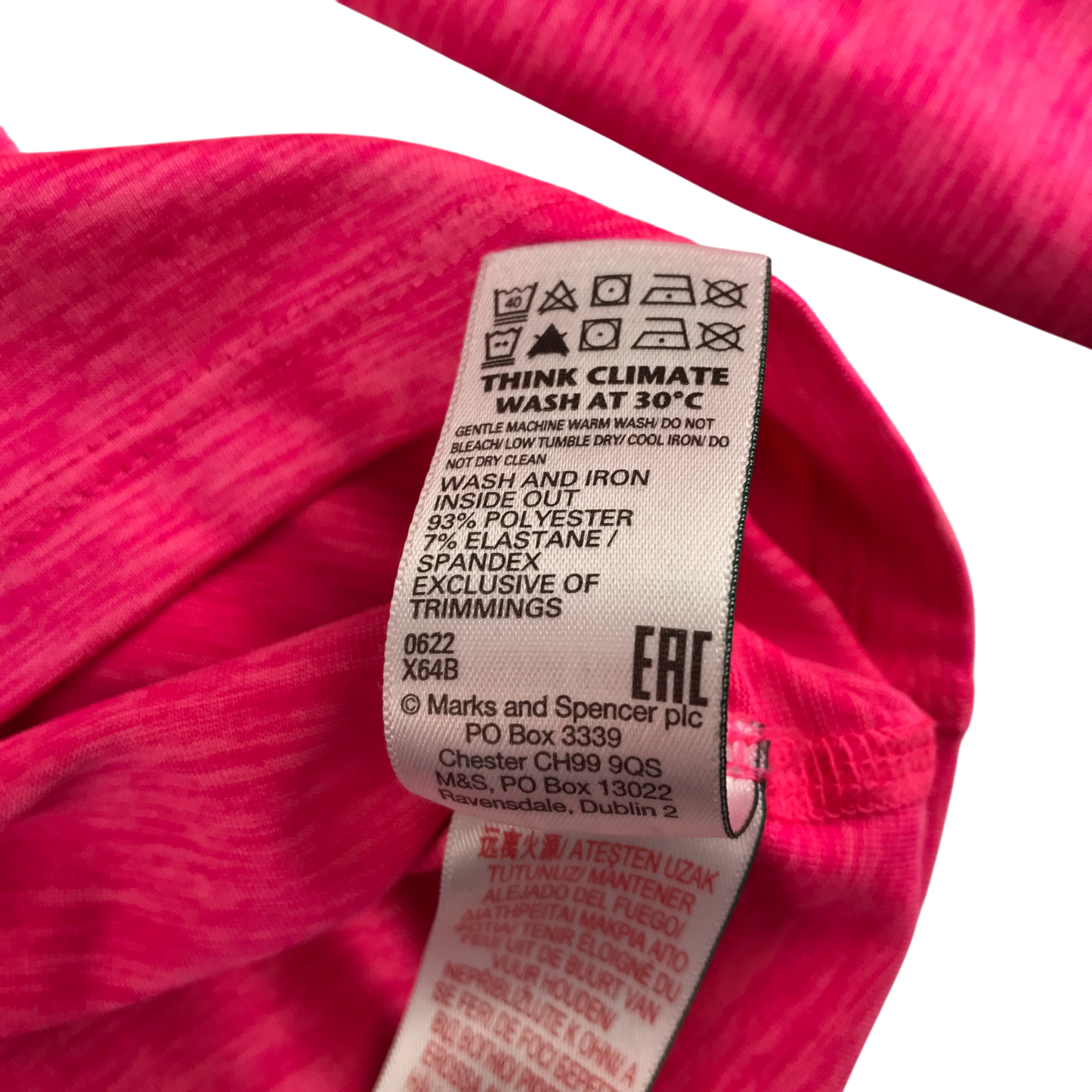 M&S Performance Fleece 10-11 Years Pink Quarter Zip