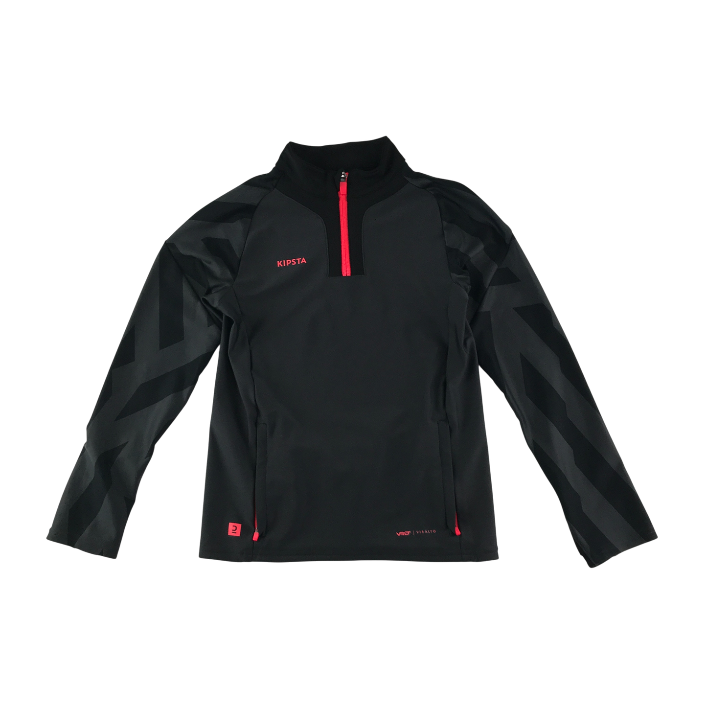 Decathlon Sport Fleece 8-9 Years Grey Quarter Zip Geometric Pattern