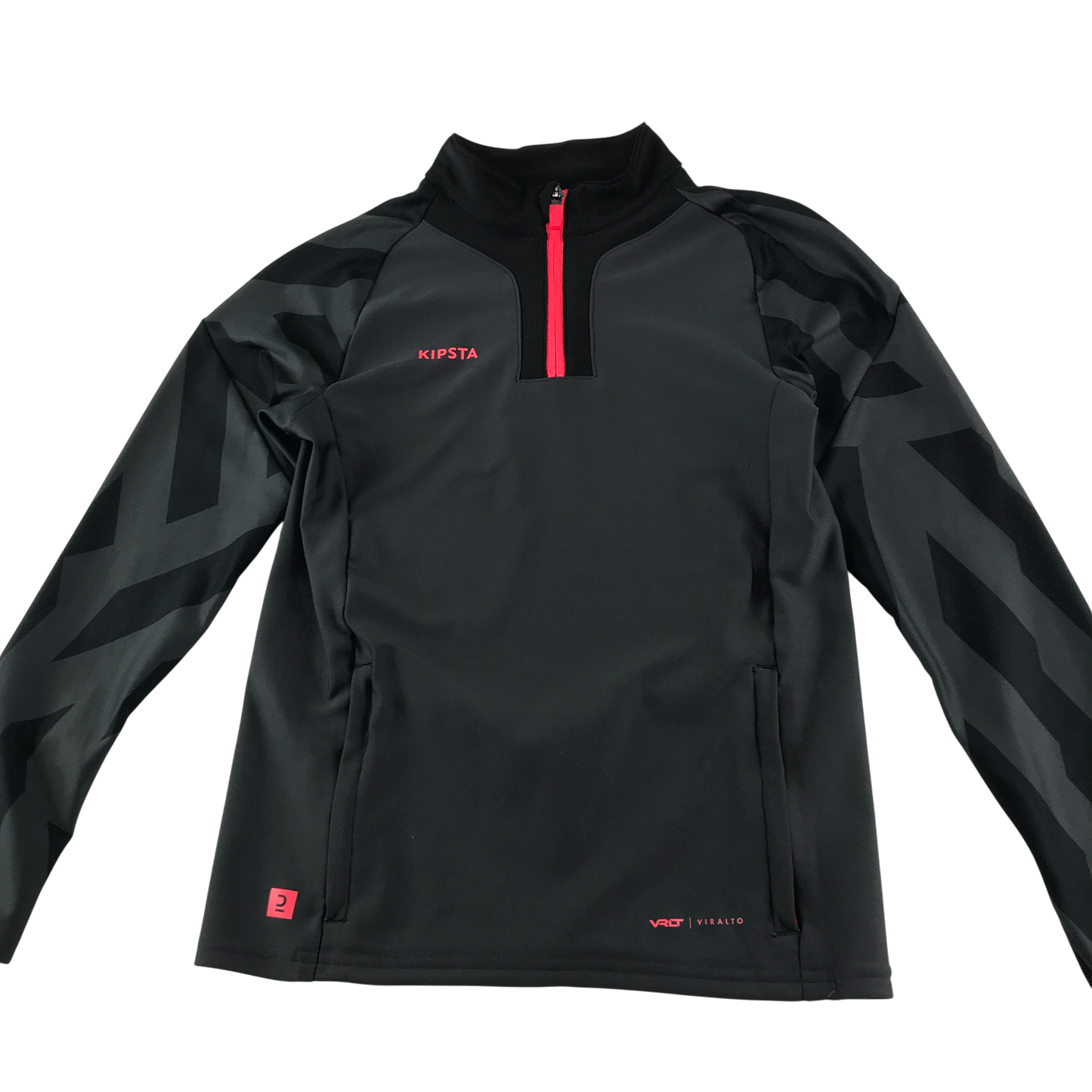 Decathlon Sport Fleece 8-9 Years Grey Quarter Zip Geometric Pattern